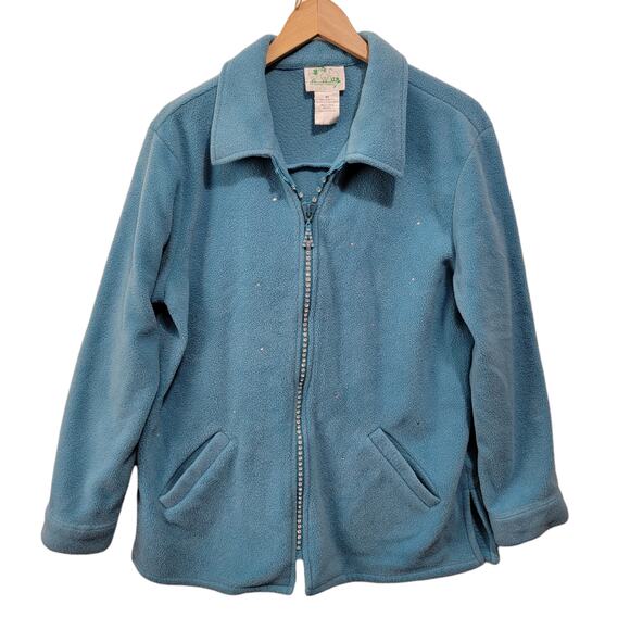 The Quacker Factory Womens Sparkle & Shine Zip Front Fleece Jacket A32787 Medium - Picture 10 of 10